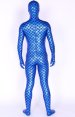 Blue Fish-scale Shiny Metallic Full Body Zentai Suit-Wider Fish Scale