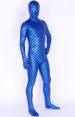 Blue Fish-scale Shiny Metallic Full Body Zentai Suit-Wider Fish Scale