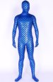 Blue Fish-scale Shiny Metallic Full Body Zentai Suit-Wider Fish Scale