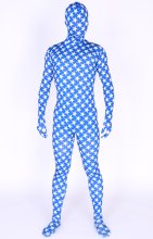 Blue Lycra Spandex Full Body Zentai Suit With Stars Pattern Blue Lycra Spandex Full Body Zentai Suit With Stars Pattern