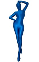 Blue Oil Shiny Nylon Sexy Spandex Zentai