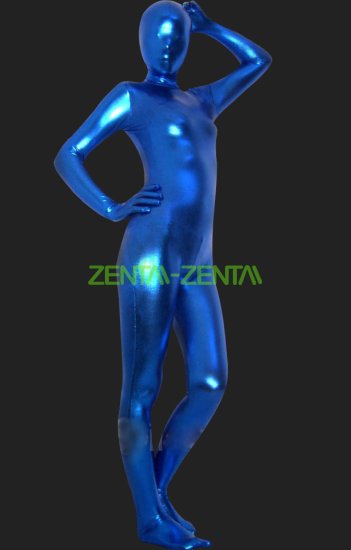 Blue Shiny Full Body Suit | Full-body Shiny Metallic Unisex Zentai Suits