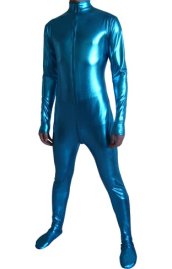 Blue Shiny Metallic Catsuit (No Hood No hands)