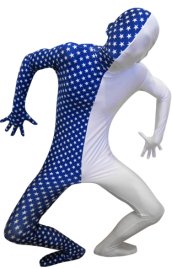 Blue Stars Split Zentai Suit | Split Spandex Lycra Full Body Suit