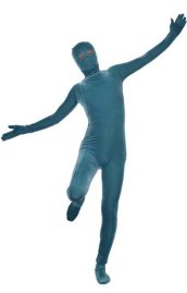 Blue Thick Velvet Full Body Zentai Suit with Open Eyes