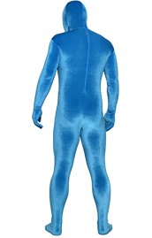 Blue Thick Velvet Spandex Zentai Full Bodysuit