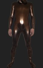 Brown Shiny Full Body Suit | Shiny Metallic Full Body Zentai Suit with Top Stitching