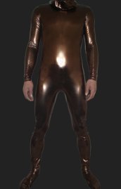 Brown Shiny Full Body Suit with Hood No Hand