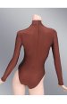 Brown Spandex Lycra Jersey Bodysuit with Long Sleeves