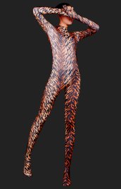 Brown Tiger Stripes Full-body Spandex Lycra Unisex Zentai Suit/Zentai Suits