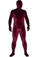 Burgundy Thick Velvet Spandex Zentai Full Bodysuit