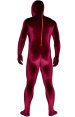 Burgundy Thick Velvet Spandex Zentai Full Bodysuit