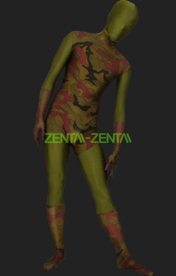 Camouflage and Green Full-body Lycra Spandex Unisex Zentai Suit