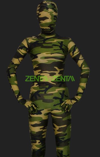 Camouflage Unisex Lycra Spandex Full-body Zentai Suit(Dark Green)