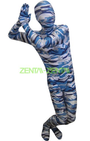 Camouflage Zentai Suit | Blue and Grey Spandex Lycra Zentai Suit