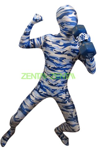 Camouflage Zentai Suit | Blue and Light Blue Spandex Lycra Zentai Suit