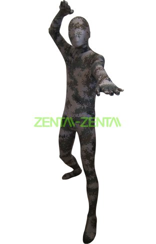 Camouflage Zentai Suit | Dark Green and Brown Spandex Lycra Zentai Suit