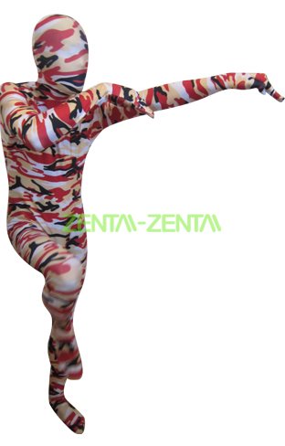 Camouflage Zentai Suit | Red and Black Spandex Lycra Zentai Suit