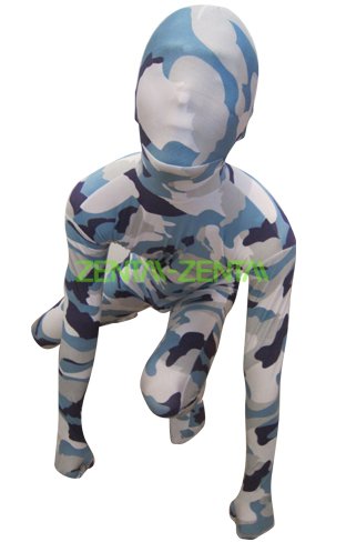 Camouflage Zentai Suit | White and Blue Spandex Lycra Zentai Suit