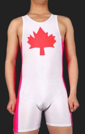 Canada Leotard | Red and White Spandex Lycra Unisex Jumpsuit