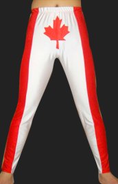 Canada! Red and White Spandex Lycra Tight Wrestling Pants