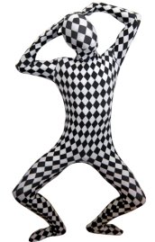 Checkered Zentai Suit | Black and White Spandex Lycra Full Body Suit