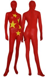 Chinese Flag Spandex Lycra Zentai Suit