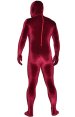 Dark Red Thick Velvet Spandex Zentai Full Bodysuit