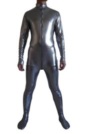 Dark Silver Shiny Metallic Catsuit (No Hood No Hand)