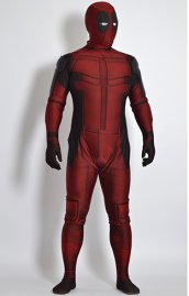 Deadpool DarK Red Printed Spandex Lycra Bodysuit with Padding and Rubber Lenses