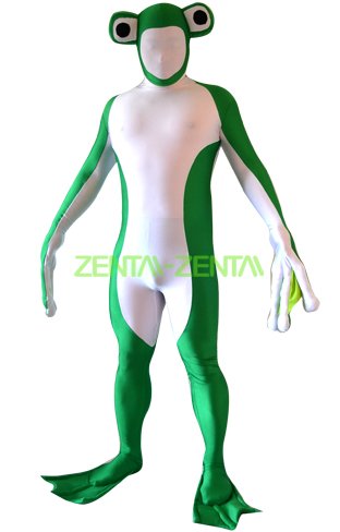 Frog Zentai Costume | White and Green Spandex Lycra Full Bodysuit