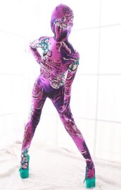 Fuchsia and Green Animal Pattern Zentai Suit