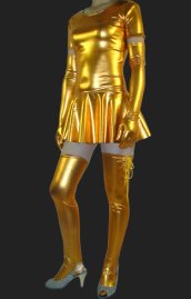 Gold 3-Set Shiny Metallic Dress