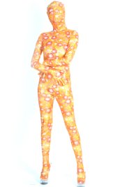 Gold and Pink Sakura Shiny Metallic Zentai Suit