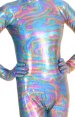 Gold Fuchsia Blue Shiny Metallic Zentai Suit