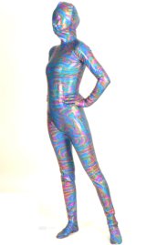 Gold Fuchsia Blue Shiny Metallic Zentai Suit