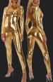 Gold Shiny Full Body Suit | Shiny Metallic Catsuit with Front Zipper