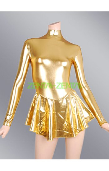 Gold Shiny Metallic Longsleeves Jersey Dress