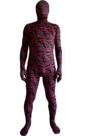 Grey and Fuchsia Plaid Unisex Spandex Lycra Zentai Suit