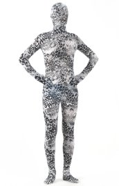 Grey Leopard Spandex Lycra Zentai Suit