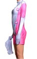 Gwen Pool Pink Printed Spandex Lycra Bodysuit with 3D Muscle Shades