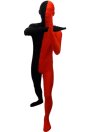 Half Red Half Black Lycra Spandex Unisex Zentai Suit