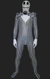 Halloween Pumpkin Black and White Full Body Unisex Zentai Suit