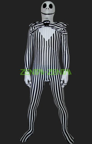 Halloween Pumpkin Black and White Full Body Unisex Zentai Suit