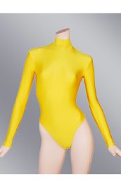 Lemon Yellow Spandex Lycra Jersey Bodysuit with Long Sleeves