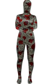 Leopard and Roses Thicken Velvet Zentai Suit