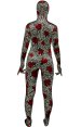 Leopard and Roses Thicken Velvet Zentai Suit