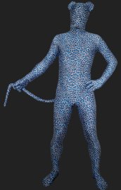 Leopard Catsuit | Blue Spandex Lycra Unisex Full Body Zentai Suit with Eyes and Tail