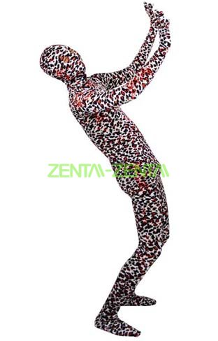 Leopard Zentai Suit | Black , Red and White Thick Velvet Full Body Suit