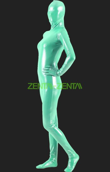 Light Green Shiny Full Body Suit | Shiny Metallic Unisex Zentai Suit